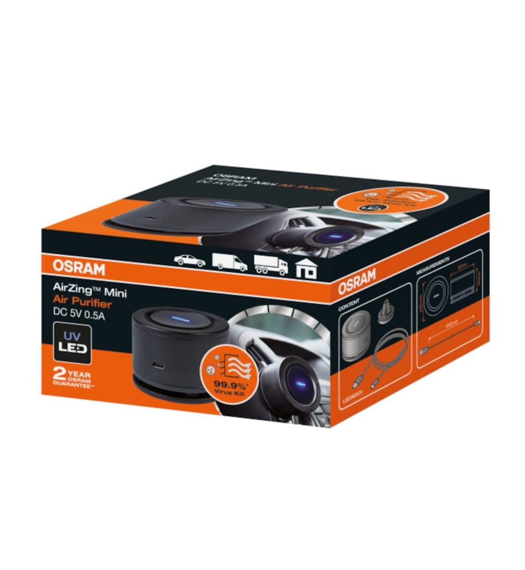 Purificator de aer Osram Air Zing Mini, compact, negru, alimentare USB-C